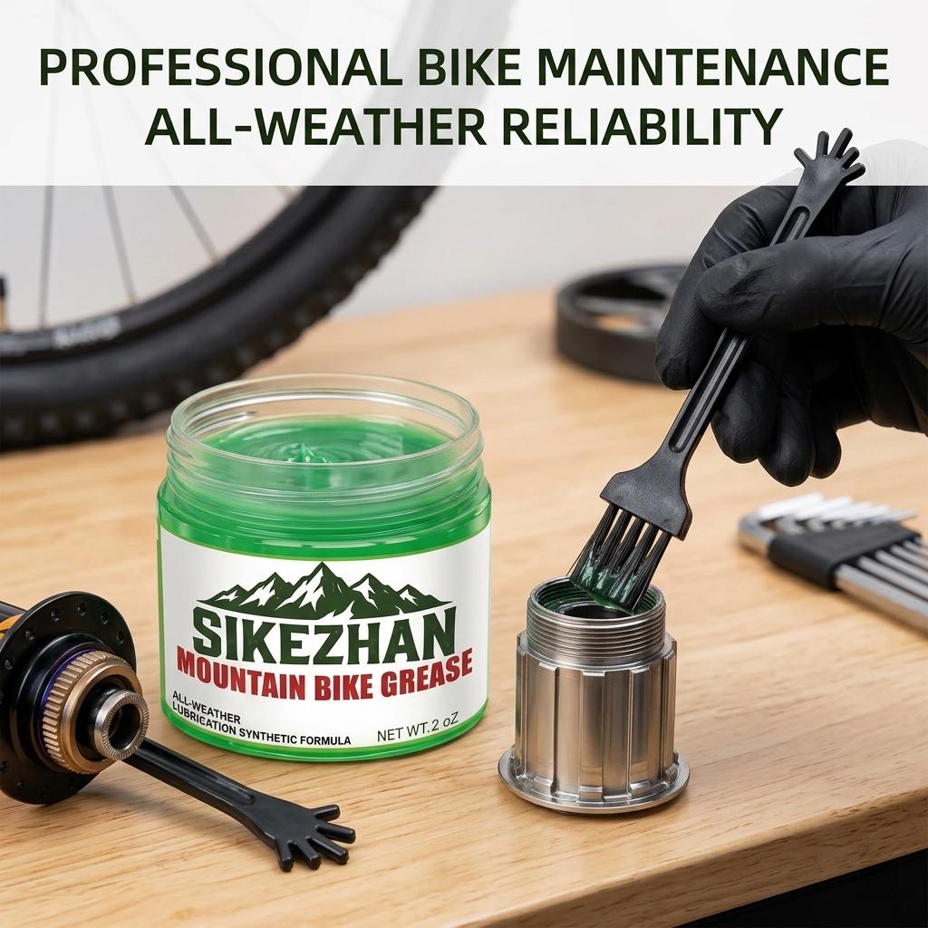 2oz Bike Grease with Brush, Waterproof Anti-Rust High Temp Synthetic Lube for MTB & Road Bike Bearings, Hubs & Headsets