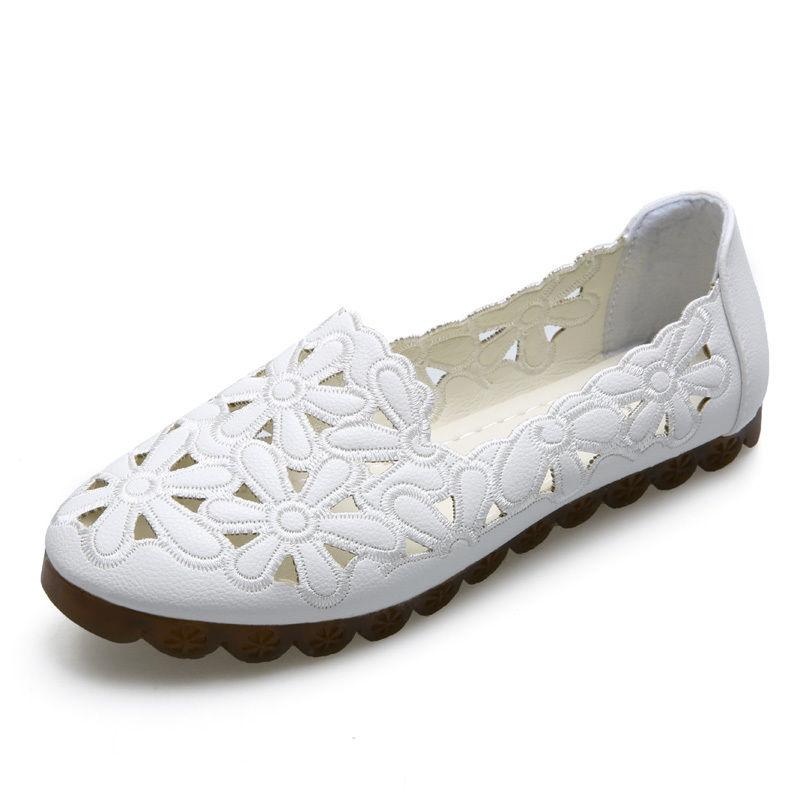 Весенне-летние сандалии на полой основе, женская универсальная обувь с отверстиями на плоской подошве с мягкой подошвой, нескользящая обувь в горошек на плоской подошве 35