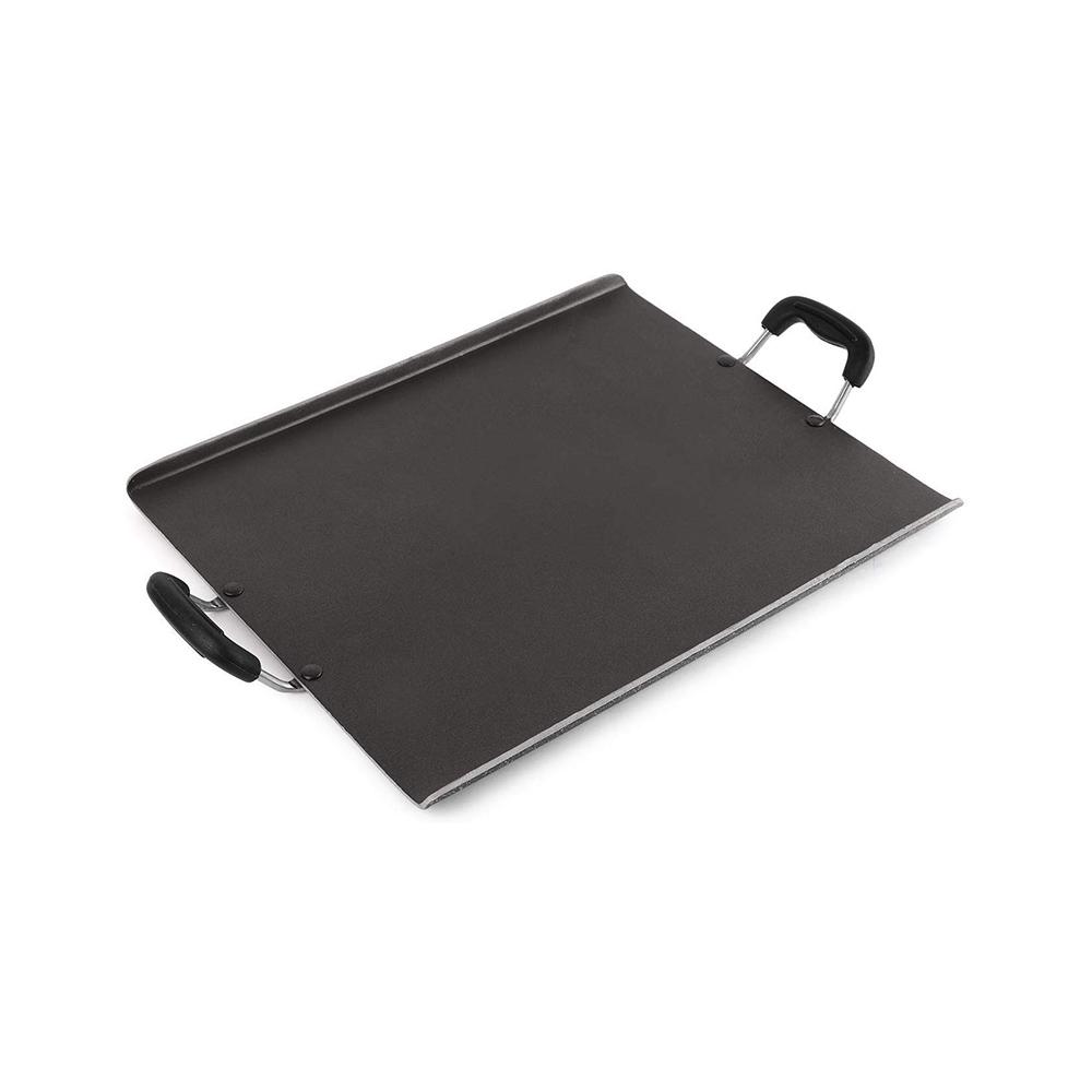 Cello Non Stick Square Flat Tawa For Dosa Roti Chapati Cooking With Gas Stove Base And Easy Grip Handle In Sleek Black Aluminum Design