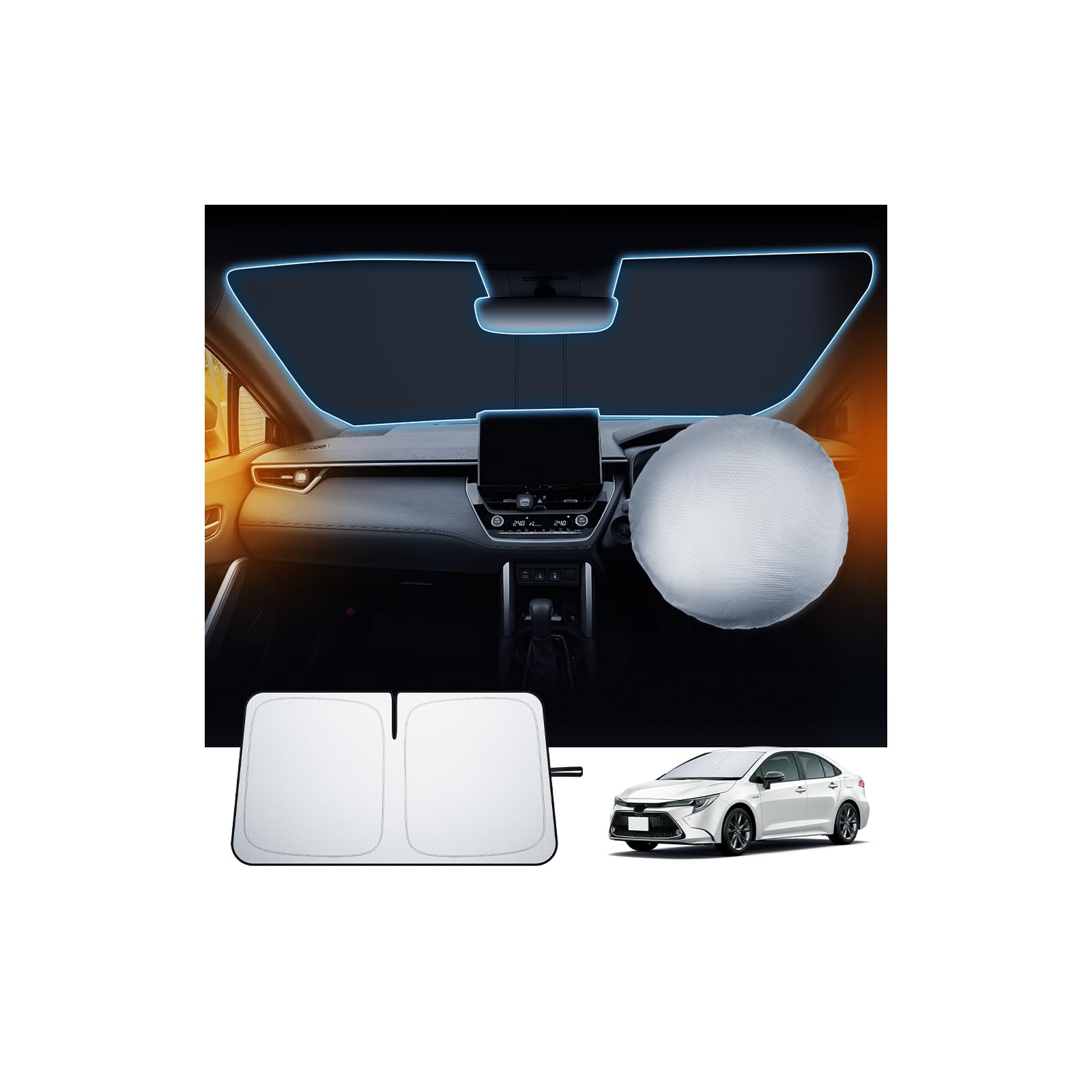 

SKTU Corolla E210 Series Dedicated Sunshade for Windshield Sun Heat UV Easy Convenient Toyota Custom Part - Protection, Relief, Cut, Installation,