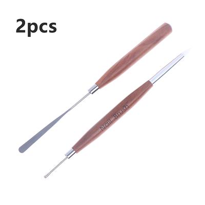 2 Pcs Professional Double-Ended Silicone Head Carving Dotting Pen Sandalwood Handle Swirl Nail Painting Pen Diy Carving Pen Tool