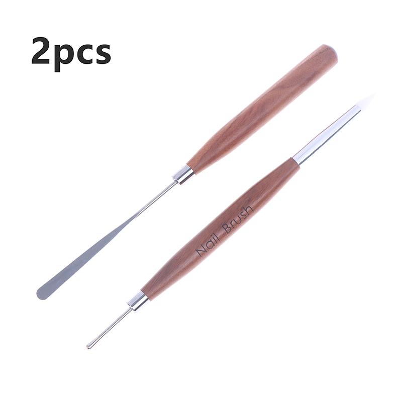 2 Pcs Professional Double-Ended Silicone Head Carving Dotting Pen Sandalwood Handle Swirl Nail Painting Pen Diy Carving Pen Tool