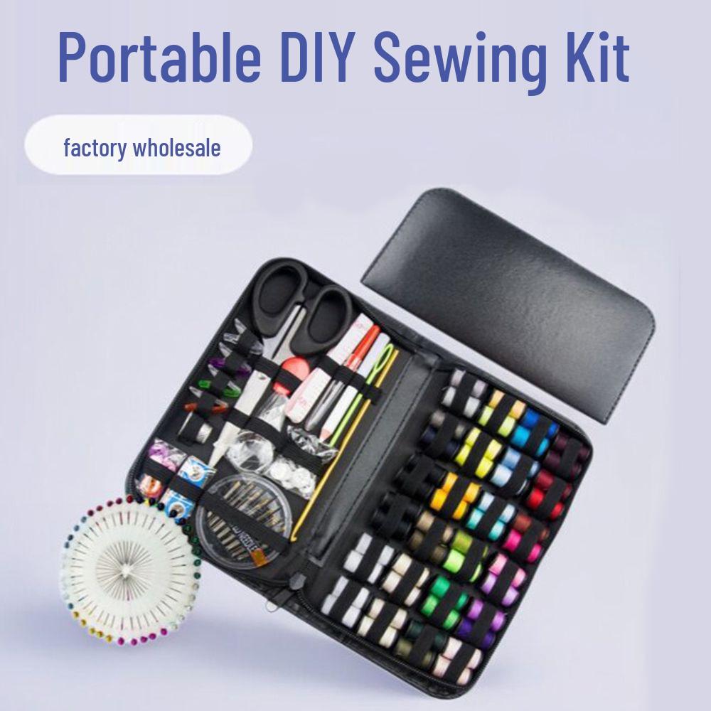Sewing Kit: Assorted Needles, Threads, Pins, and Crochet Tools in Compact Home Box.