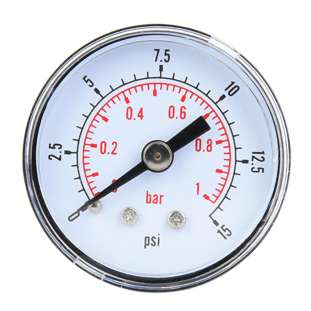 Mechanical Pressure Gauge for Air Oil Water 1 8inch BSPT Back Connection (0 15psi 0 1bar)