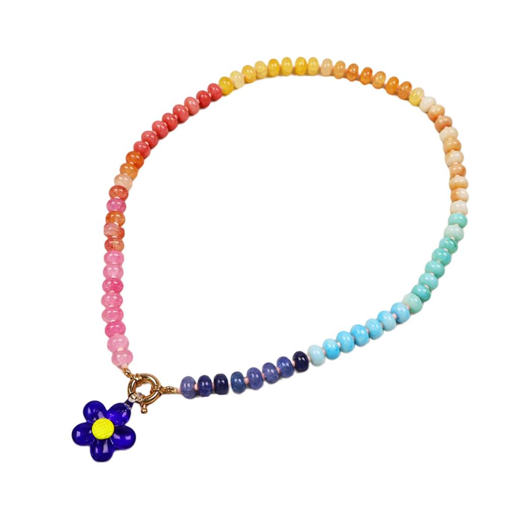 Delicate Floral Beaded Necklace Handcrafted Glass Jewelry Lightweight Design Excellent Gift For Her