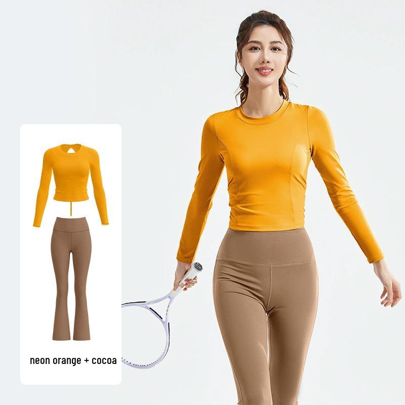 2025 Women's Breathable Running Set with Long Sleeve, Cutout Back, Drawstring, and Chest Pads