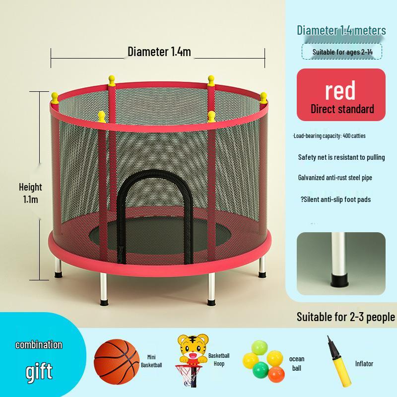 Indoor Family Trampoline with Safety Net for Kids and Adults