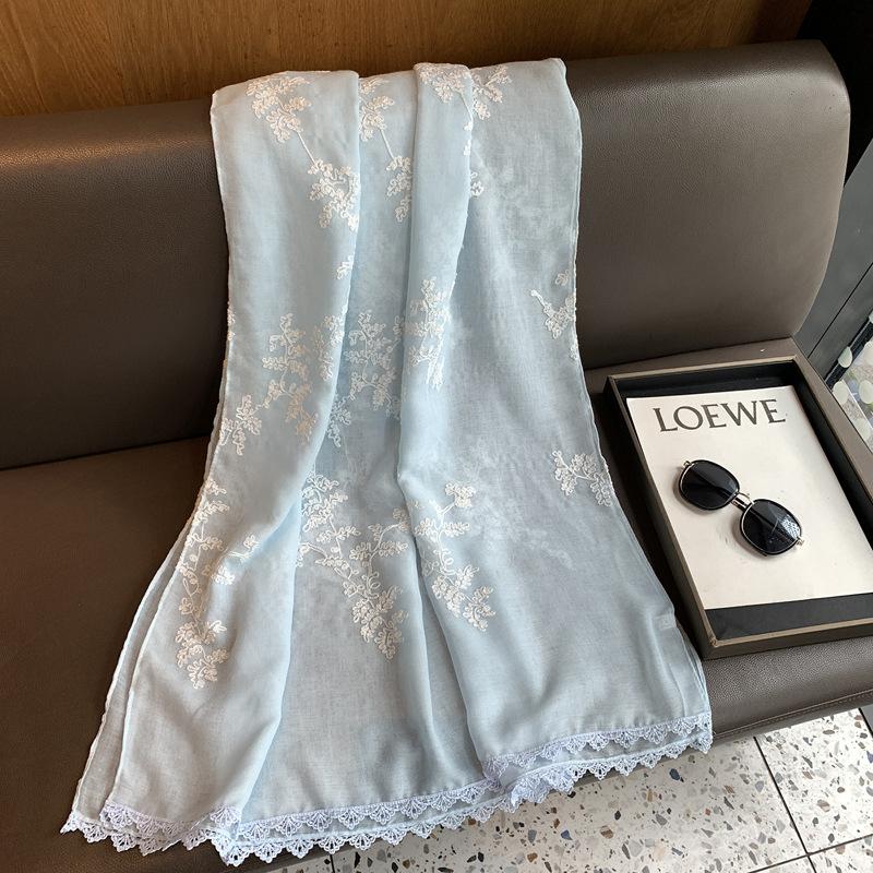 Floral Embroidered Lightweight Breathable Scarf For All Season