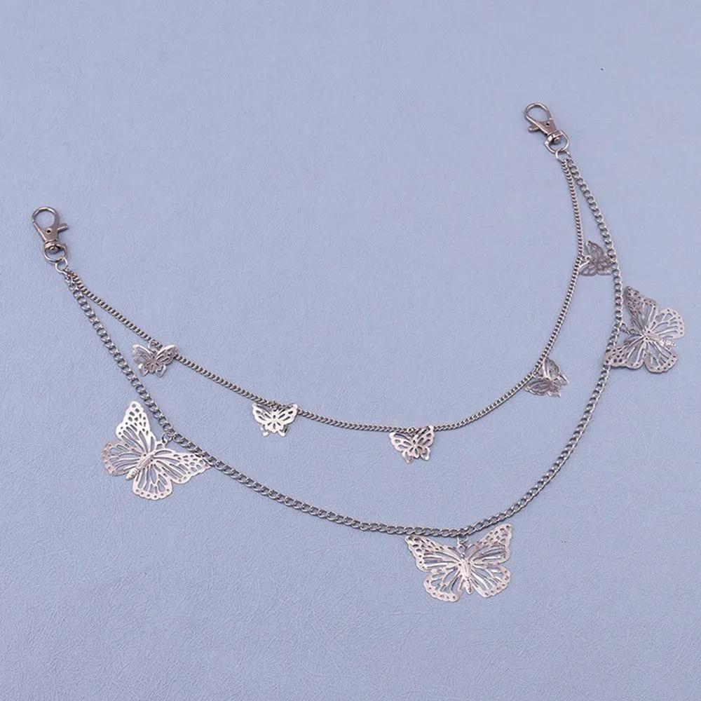 Стильная винтажная металлическая цепочка на талию для женщин Молния серебряный