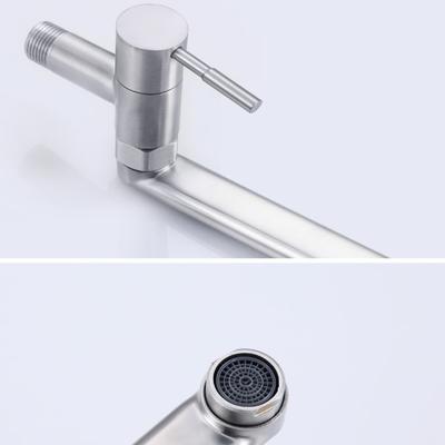 Extended 304 Stainless Steel Tap Wall-mounted Rotatable Single Cold Water Faucet for Balcony Mop Sink & Kitchen Sink