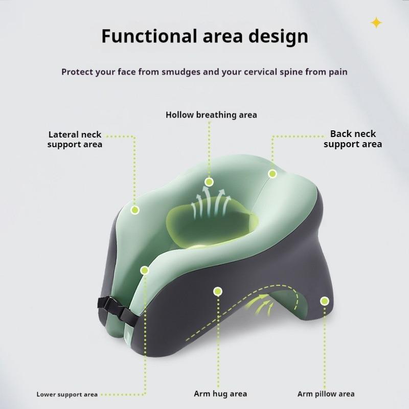 2-in-1 Travel Pillow Face Down with Cooling Gel Memory Foam Face Pillow for Relax Arms Sleeping on the table during lunch break