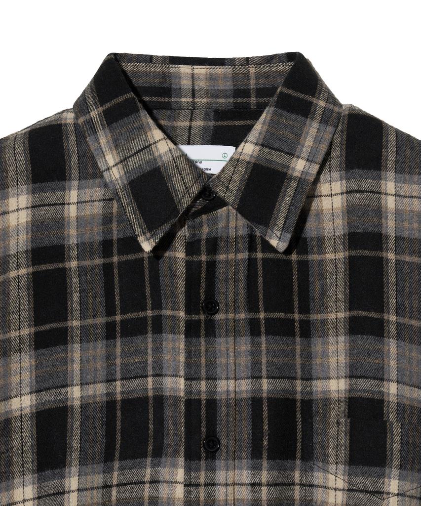 STANDARDERROR 87-Stan081 One-Pocket Vintage Oversized Long Sleeve Check Shirt