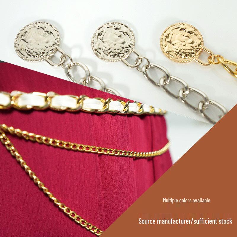 Women's High-End Metal Chain Waist Belt - Woolen Dress Accessory with Fragrant Style