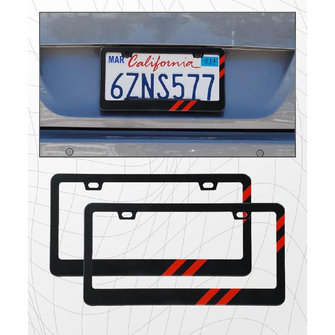 License Plate Frames,Car Accessories Matte Black License Plate Holder,Rust Rattle Proof Aluminum Holder with Screws mounting Kit,Universal Car Tag