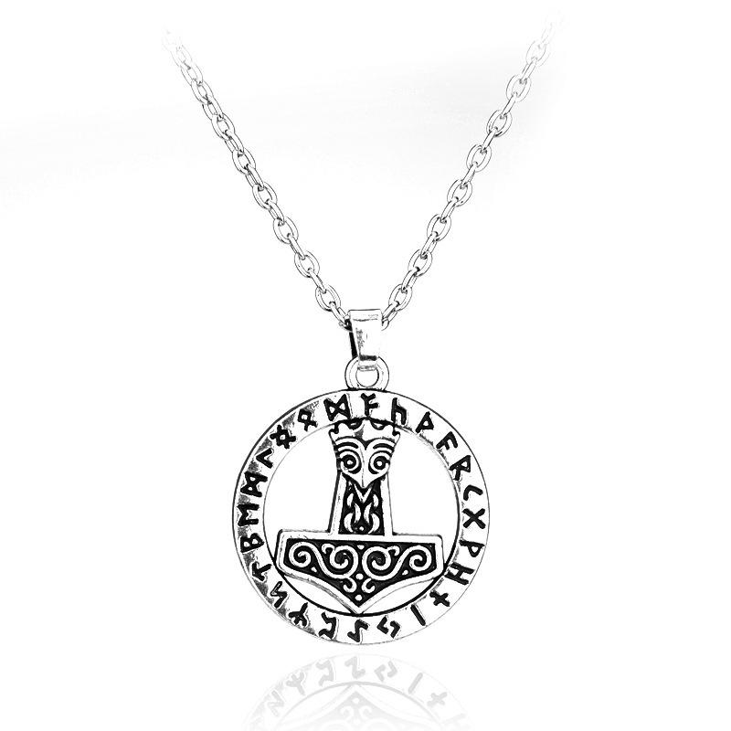 

Vintage Vikings Necklace Silver Plated Thor Hammer Pendant For Men Women Mjolnir Jewelry Gift Collares 50cm