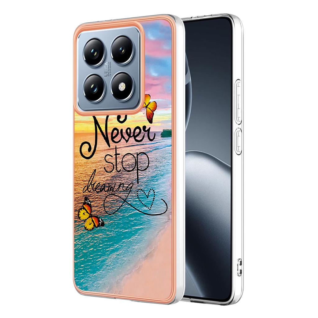 For Xiaomi 14T Pro Case with IMD Marble Flower Pattern TPU Mobile Back Cover