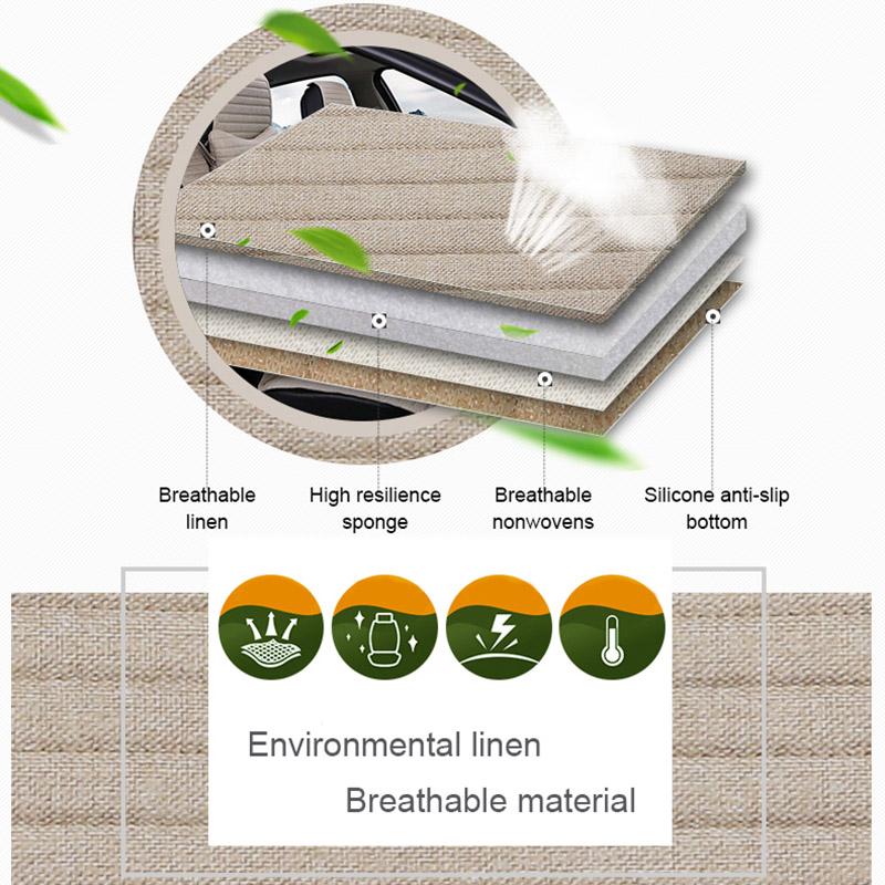 1 Piece Car Front Seat Cushion Breathable Linen Automobile Seats Cover Universal Mats Fit Most Auto Truck SUV Protection