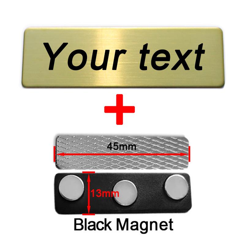 60X20 70x20 70x25mm Broches Personalizáveis Alfinete Texto Gravado Personalizado Logotipo Placa de Identificação de Negócios Etiqueta de Metal Crachás com Nome Personalizados