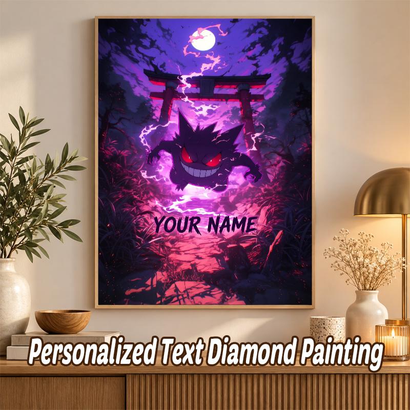 Gengar Custom Name Diamond Painting Personalized 5D Full Drill DIY Diamond Art Home Decor
