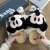 One-word Three-dimensional Mickey Thick-soled Fluffy Slippers Autumn and Winter Fashion Cartoon Outer Wear Warm Girls Half-towed Cotton Slippers