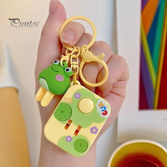 Breloc 3D în formă de broască de desene animate Breloc de culoare vibrantă cu buton de sunet Decorație portabilă pentru pungă cu pandantiv