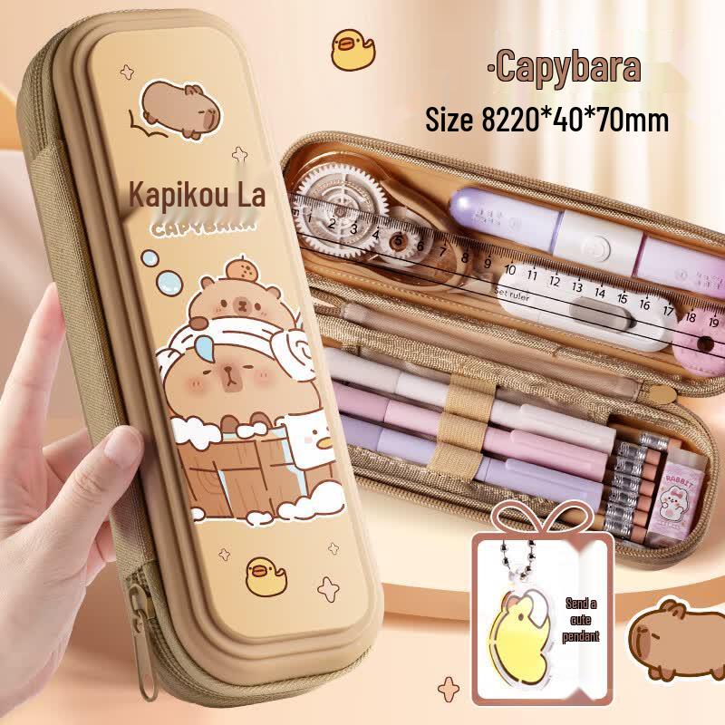Kabaxiong Capybara Double-Layer Pencil Case for Boys
