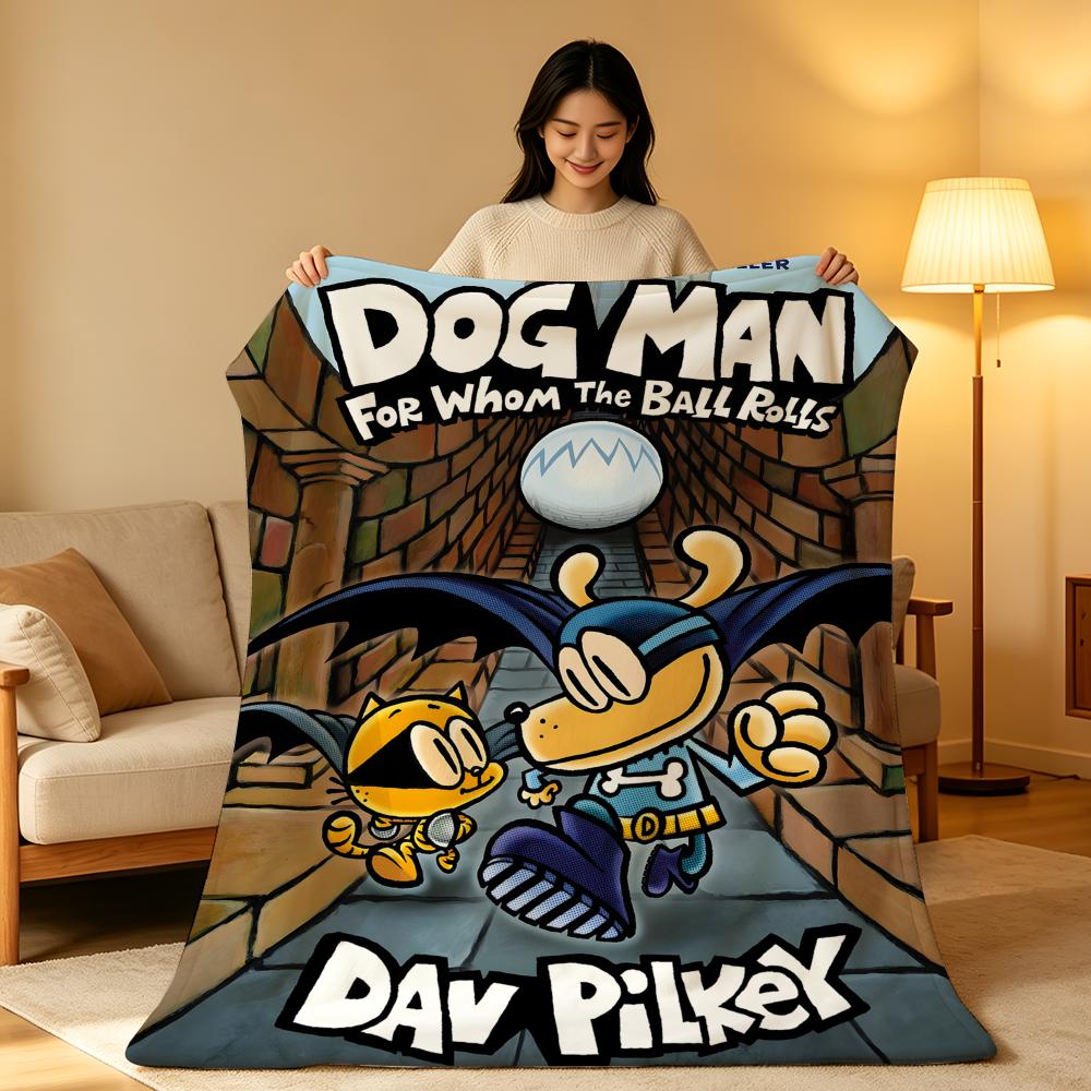 Cartoon D-Dog M-Man Throw High-Density Short Plush Blanket Soft Skin-Friendly For Sofa Nap Air-Conditioned Room