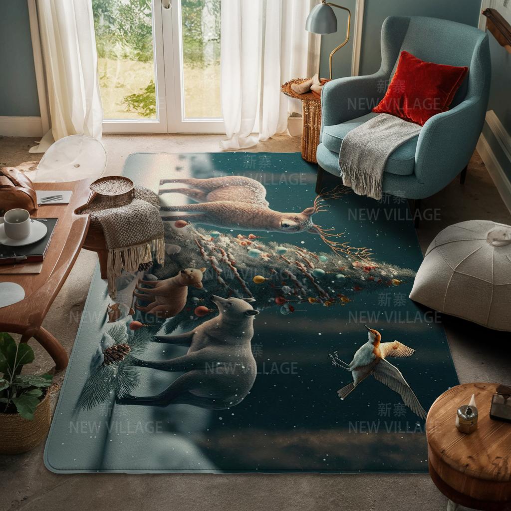 House Entrance Carpet Home Door Mat Living Room Bath Foot Bathroom Non-slip Water Absorption Rugs Bath Merry Christmas Winter