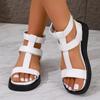 Sandals women's summer new large size thick-soled casual Roman style one-word buckle belt winding belt women's sandals