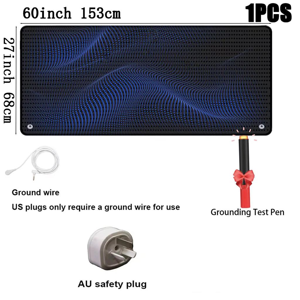 Grounding Mat for Bed Queen Size Anti Slip PU Leather Earthing Pad with Grounding Cord for Better Sleep Pain and Stress Relief