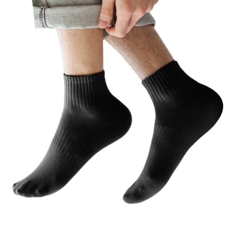 Mens Athletic Basic Solid Color Cotton Crew Socks Moisture Wicking Running Elastic Cuff Short Tube Ankle Socks for Men