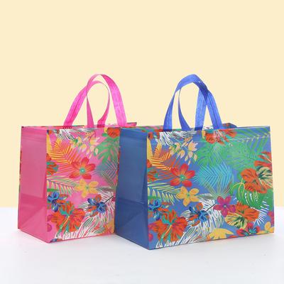 12 Stück florale wiederverwendbare Tragetaschen, laminiert, Vliesstoff, Einkaufstaschen, Geschenktaschen für Geburtstagsfeiern, Klassenzimmer-Mitgebsel, Süßigkeiten-Keks-Verpackung