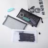 Korean Creative Simple Transparent Mesh Pen Bag,Zipper Closure,Portable,Examination Essential,Student Stationery Bag