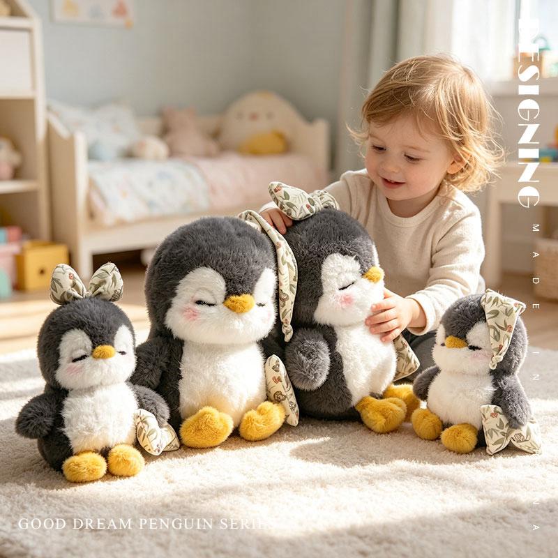 Cute Couple Doze Penguin Plush Pillow Stuffed Toy Soft Fluffy Cartoon Animal Home Decor Kids Birthday Gift