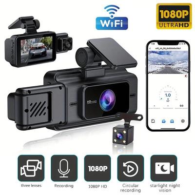 Arabalar için Yeni 3 Kanal WiFi Dash Cam Kamera Siyah Kutu 1080P Video Kaydedici Araç için Arka Görüş Kamerası Araba DVR Araba Aksesuarları