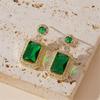 Emerald Square Earring with a Grand and High-end Feel Fashionable Earrings for Women