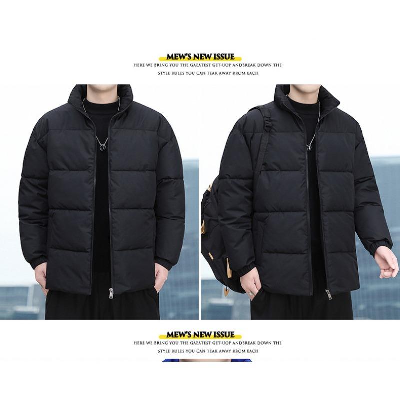 Mens Thickened Stand Collar Warm Casual Loose Winter Cotton Padded Jacket
