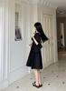 Plus Size French Bubble Sleeve Square Neck Summer Dress - Slimming Hepburn Style Little Black Dress