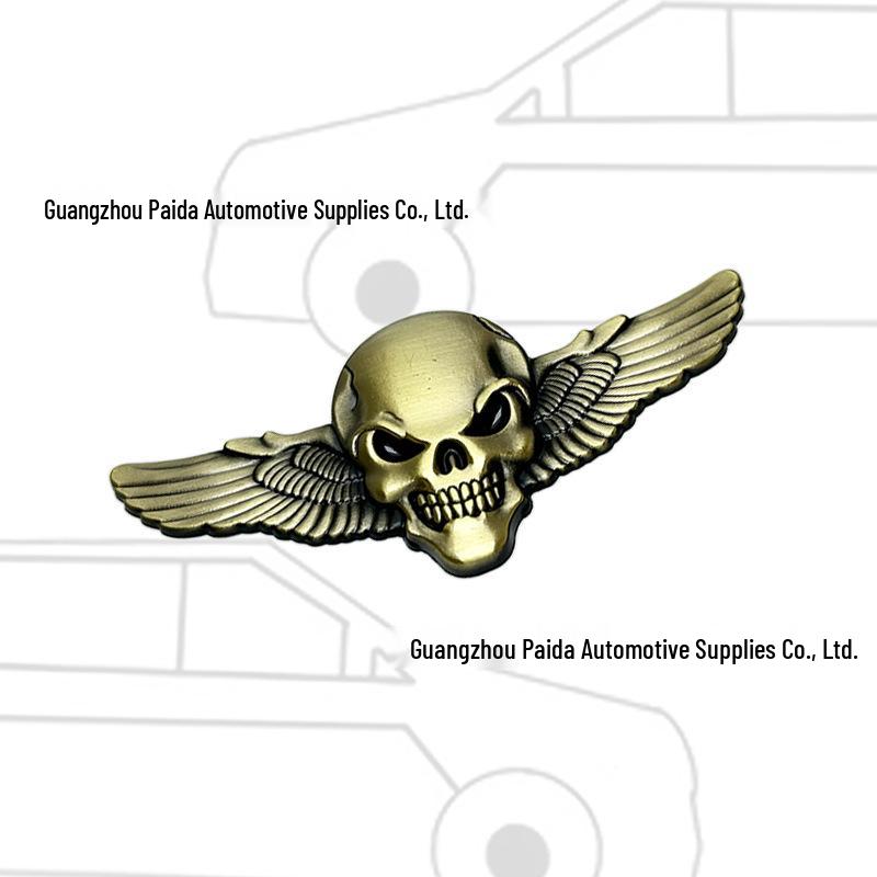 Oni Head Wings Skull Car Tail & Side Decal - Angel Wings Body Sticker
