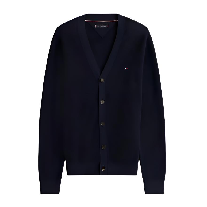 Tommy Hilfiger Comfortable Casual Simple V-Neck Single-Breasted Long Sleeve Knit Sweater Men Tops XM04748-400