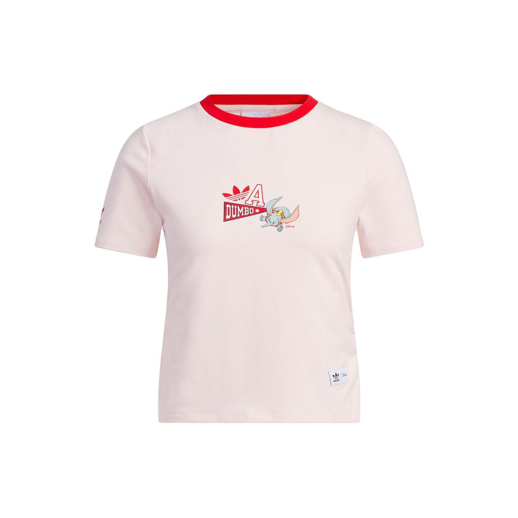 Adidas Originals x Disney Dumbo Logo Print Colorblock Round Neck T-Shirt Women Tops Pink IN1059