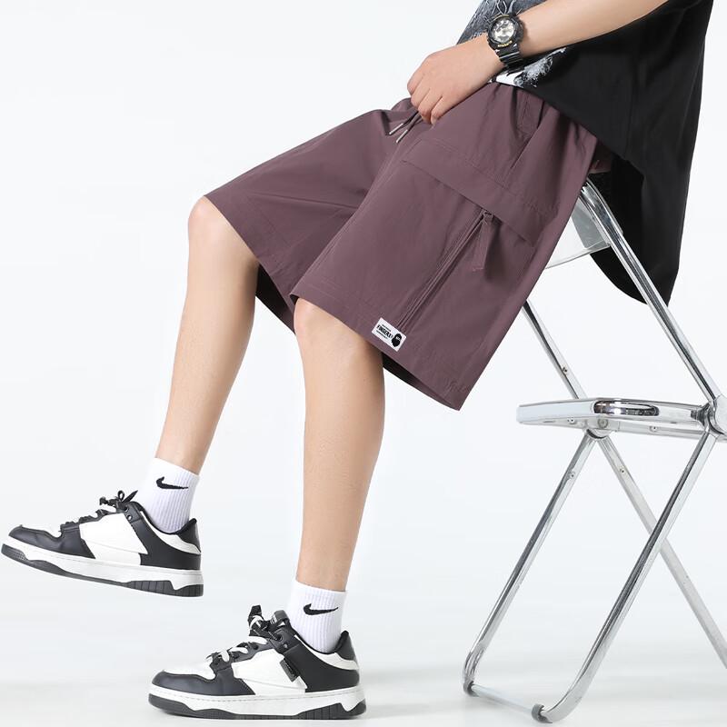 Fingercroxxit Men's 2025 Summer Cargo Shorts with Zipper Pockets