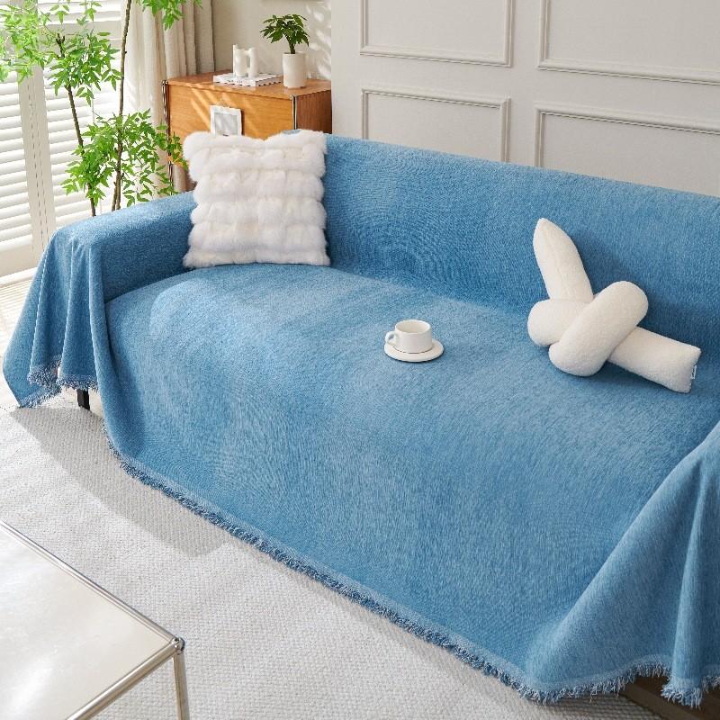 Solid Color Chenille Sofa Mat Four Season Universal All Inclusive Furniture Protector Anti-cat Scratch Chair Blanket Home Decor