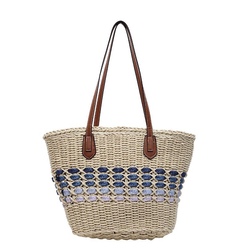 Straw bag woven bag women's large-capacity new seaside beach underarm vegetable basket commuter tote bag tide
