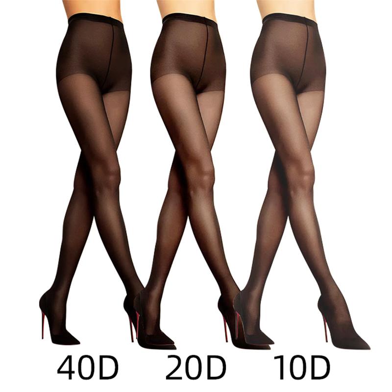 1 Pair Nylon Sheer Tights Women Pantyhose Summer Thin 10D 20D 40D Control Top Pantyhose With Reinforced Toes Streetwear Basic
