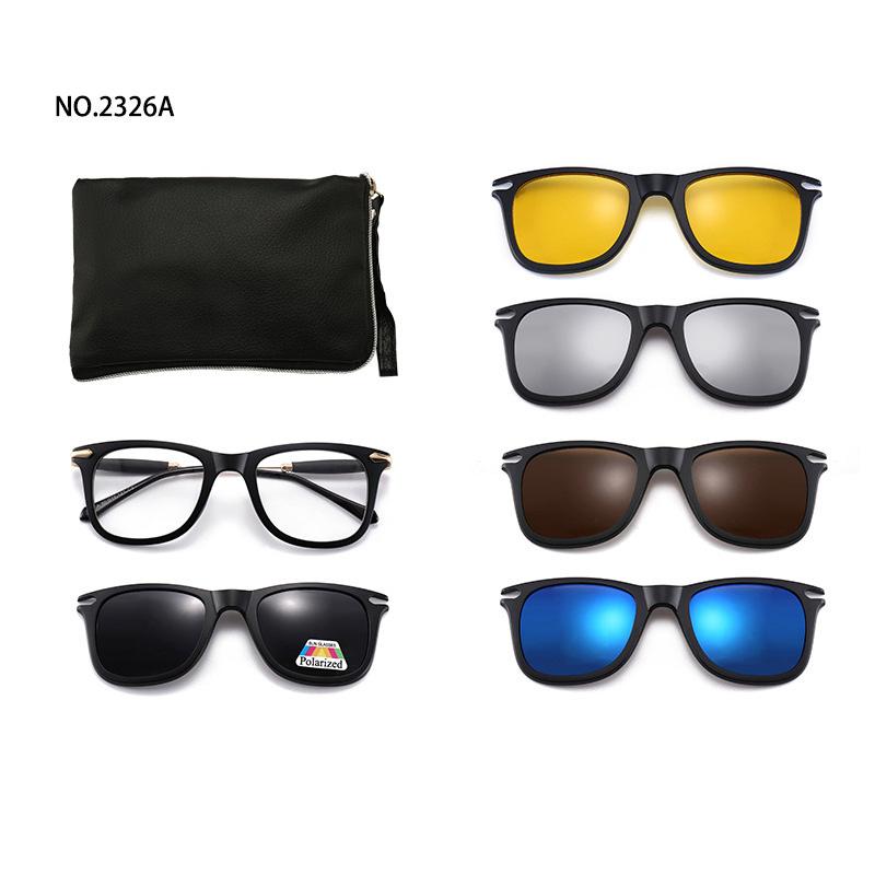 6 In 1 Men Women Optical Magnetic Sunglasses Clip Magnet Clip on Sunglasses Polaroid Clip on Sun Glasses WIth Box