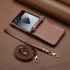 Crossbody Cards Solt Wallet Leather Case For Samsung Galaxy Z Flip 7 6 5 4 5G 3 7FE Flip7 Bag Strap Long Lanyard Business Cover