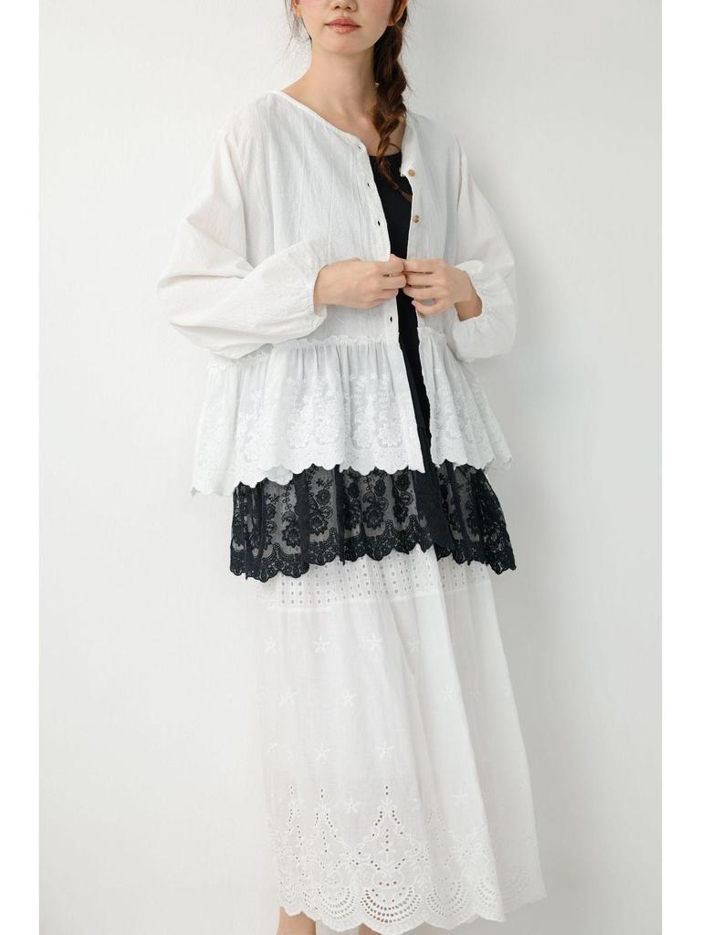 Spring Sweet Mori Girl Embroidered Lace A-Line Skirt