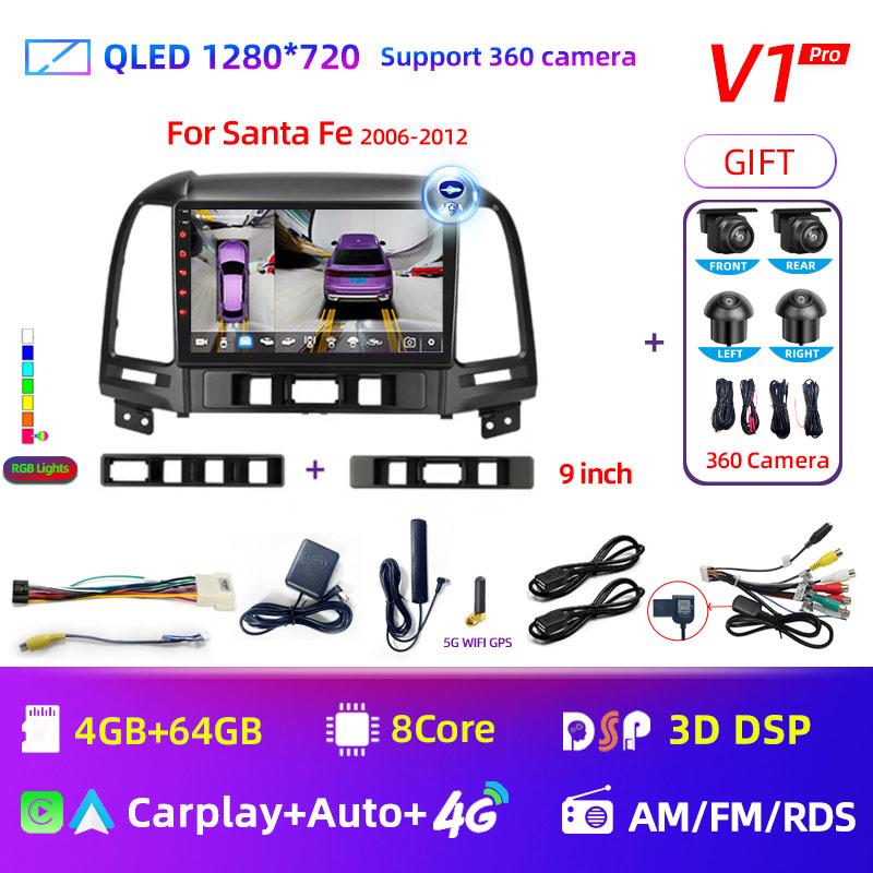 8Core Android 12 DSP Car Radio Multimidia Video Player Navigation GPS For Hyundai Santa Fe 2 2006-2012 2din Head Unit Carplay