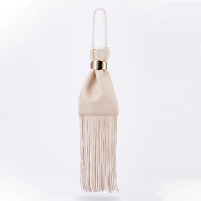 Fashion Long Tassel Bucket Bag Luxury Metallic Shoulder Bag  PU Leather Women Handbag Mini Pouch Clutch Purses